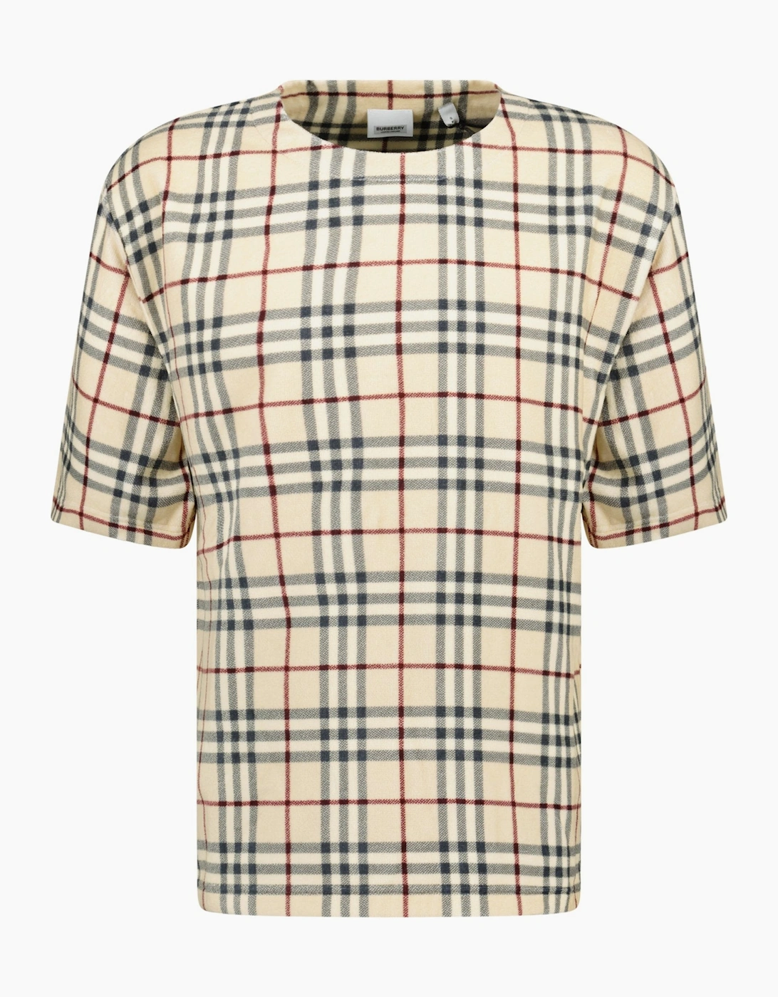 Burberry Men's Cream 'Willesden' Check T-Shirt Beige - Size: 40