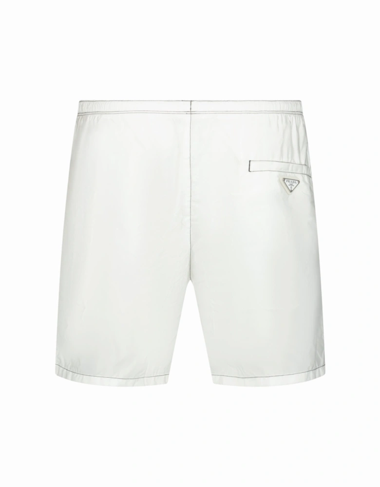 Metal Logo Swim Shorts White