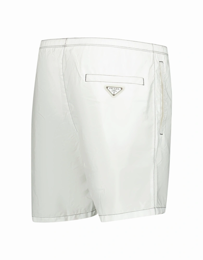 Metal Logo Swim Shorts White