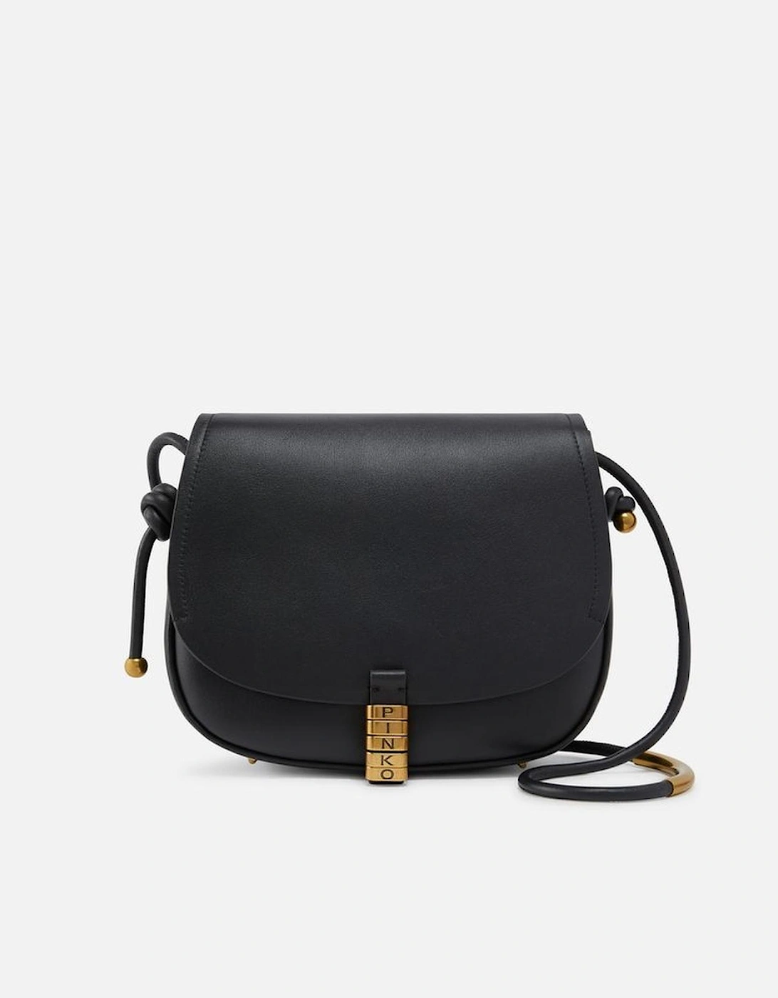 Leather Shoulder Bag with Logo and Gold-tone Hardware Women - Black, 7 of 6