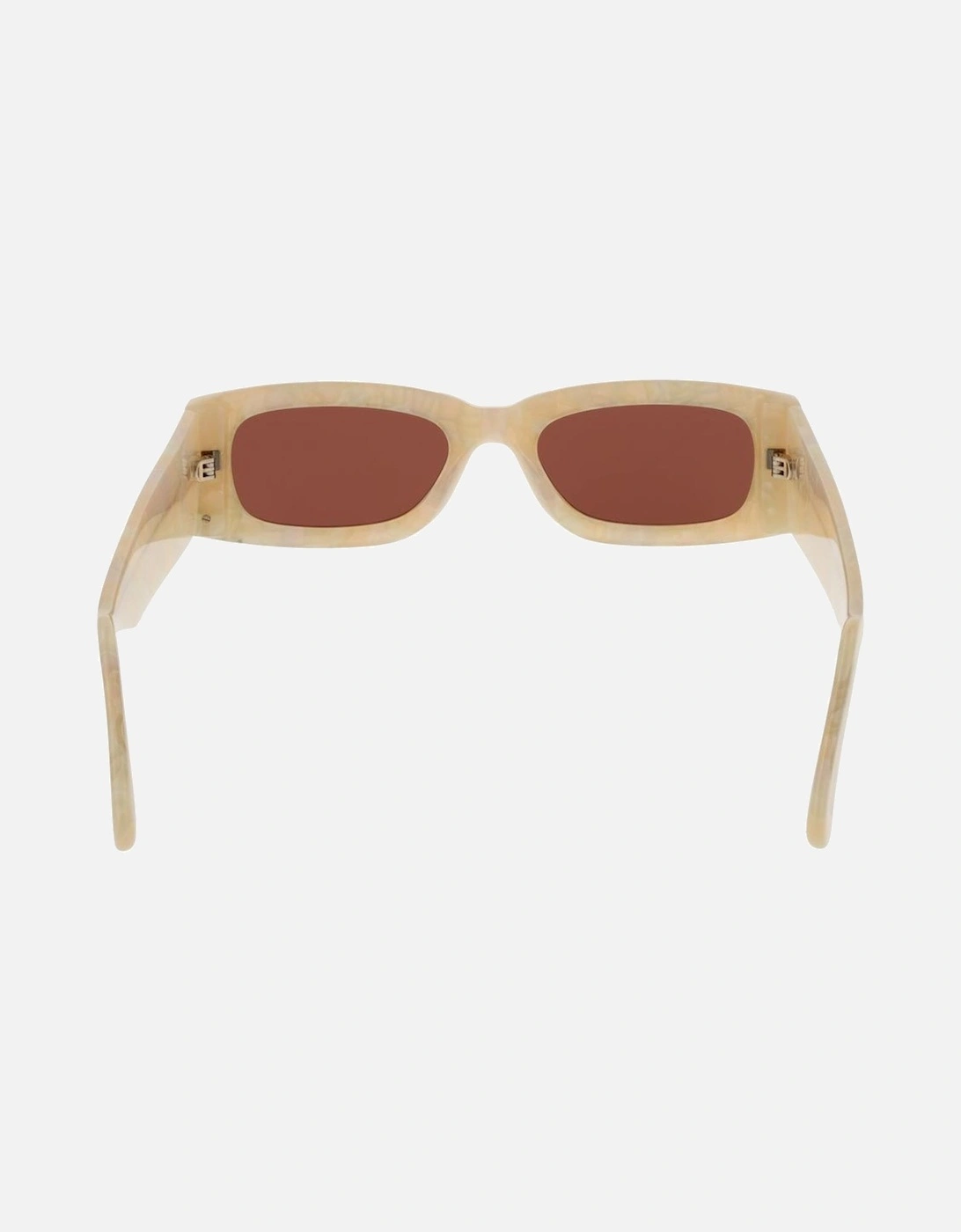 Full-Rim Rectangle Sunglasses with Burgundy Lenses Unisex - Cream