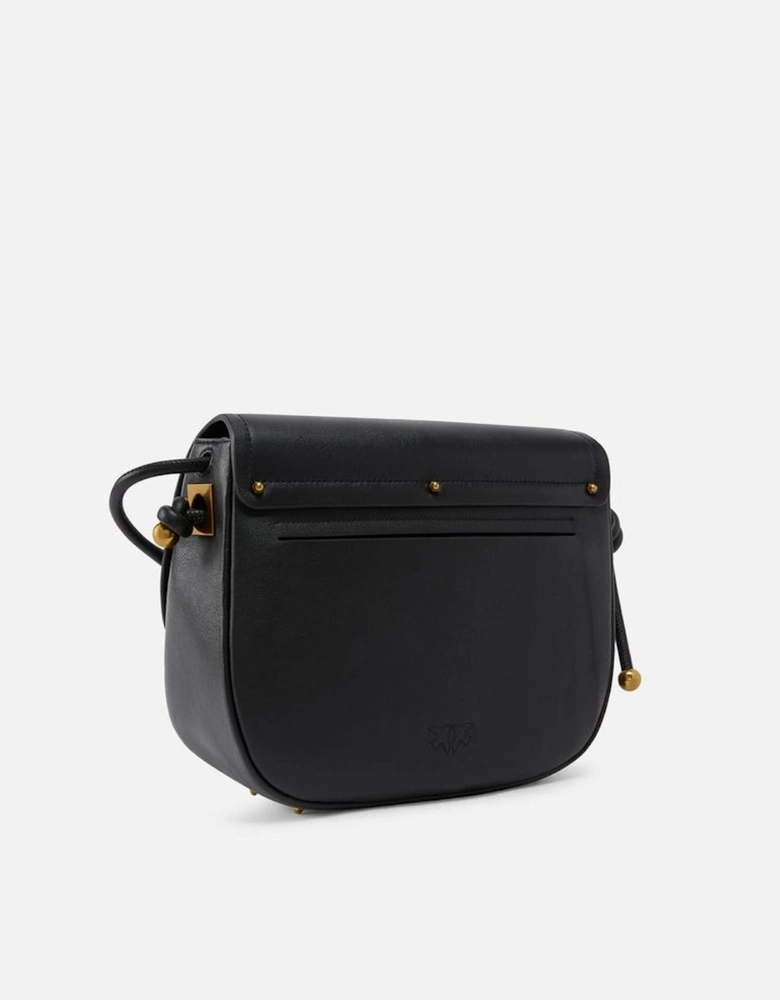 Leather Shoulder Bag with Logo and Gold-tone Hardware Women - Black