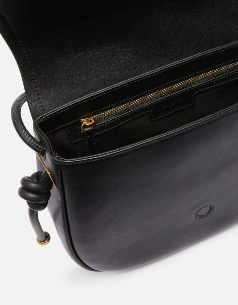 Leather Shoulder Bag with Logo and Gold-tone Hardware Women - Black