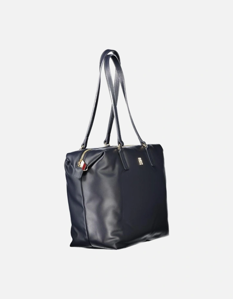 Blue Polyester Handbag Women