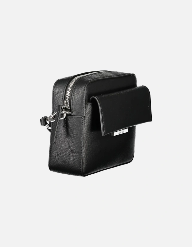 Leather Shoulder Bag with Gold-Tone Hardware Women - Black Handbags