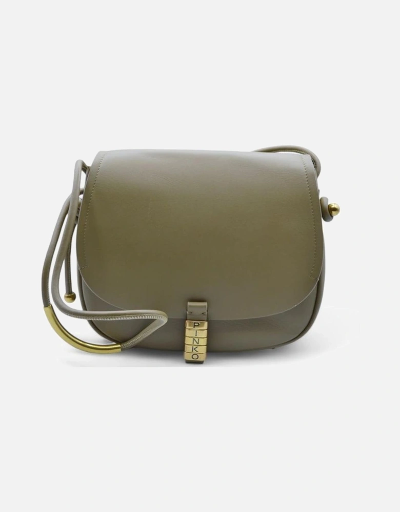 Leather Shoulder Bag with Logo and Gold-Tone Hardware Women - Green