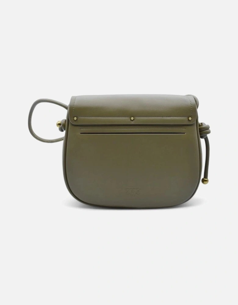 Leather Shoulder Bag with Logo and Gold-Tone Hardware Women - Green