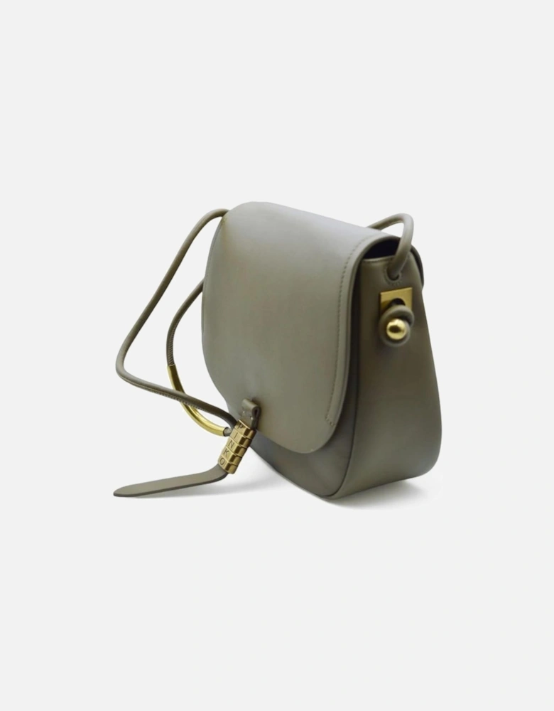 Leather Shoulder Bag with Logo and Gold-Tone Hardware Women - Green