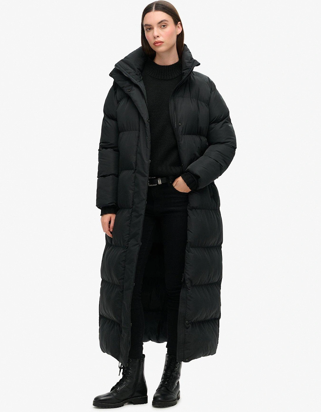 Maxi Longline Puffer Coat - Black, 2 of 1