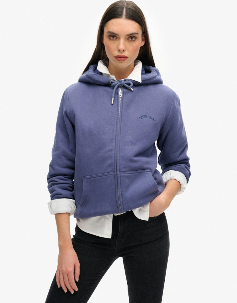 Borg Lined Zip Hoodie - Navy