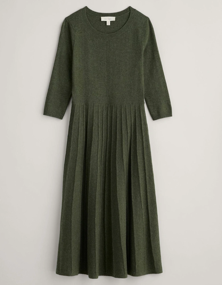 Round Neck Midi Dress - Green