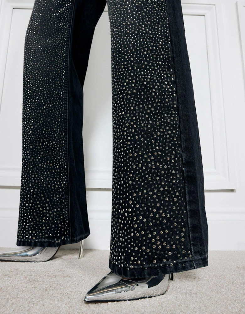 Relaxed Straight Bejewelled - Black