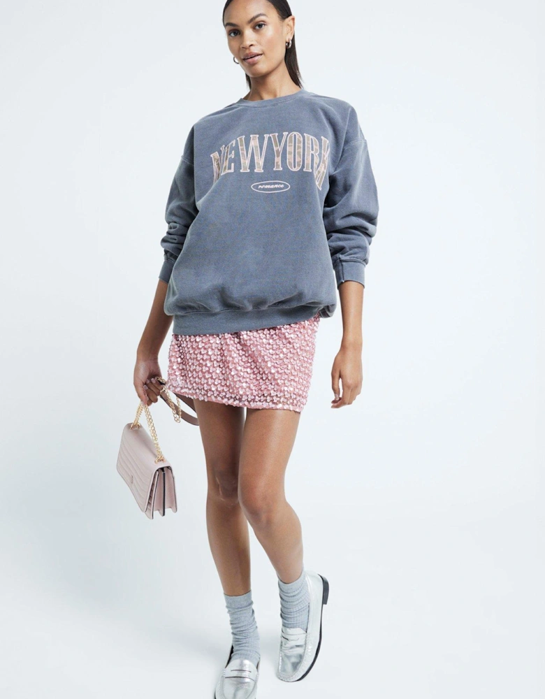 New York Camo Slogan Sweatshirt - Dark Grey