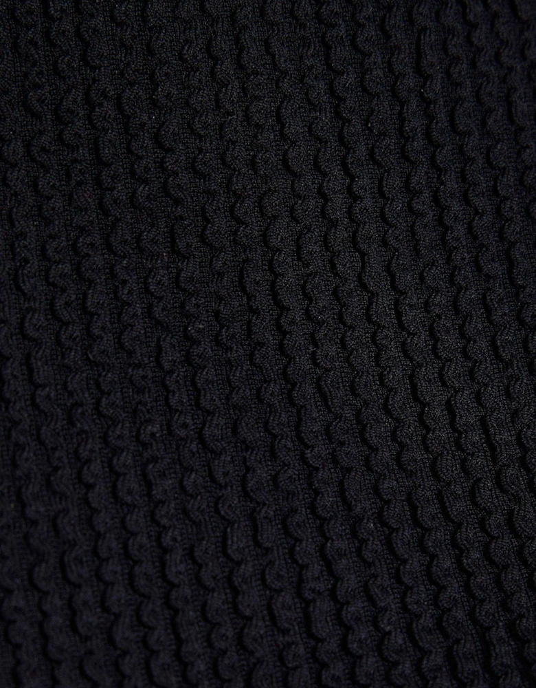 Textured Elastic Tie Side Bikini Briefs - Black