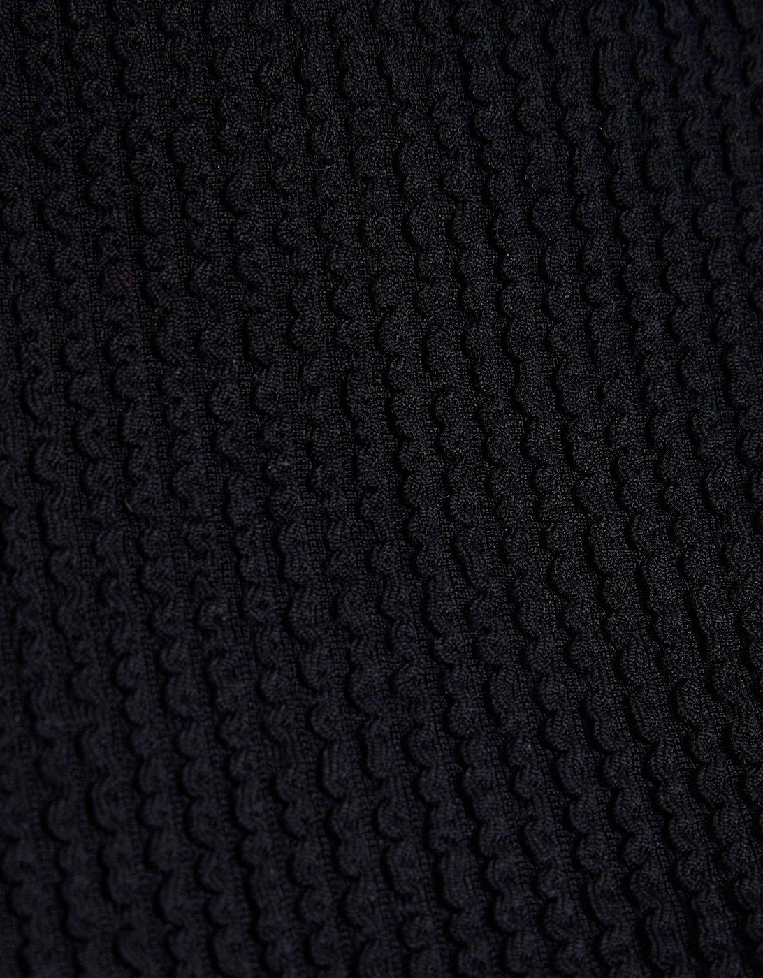 Textured Elastic Tie Side Bikini Briefs - Black