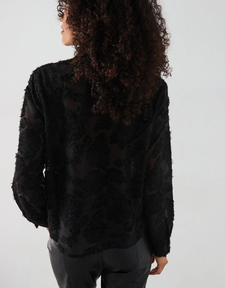 Sheer Textured Shirt - Black