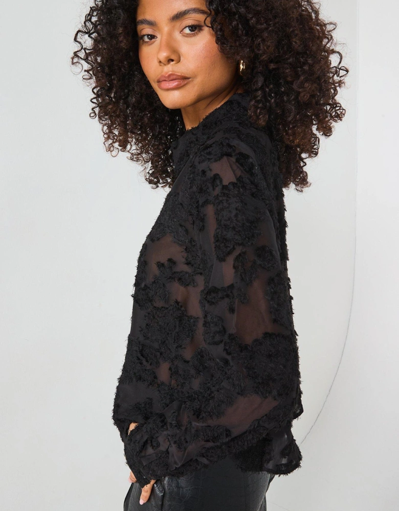 Sheer Textured Shirt - Black