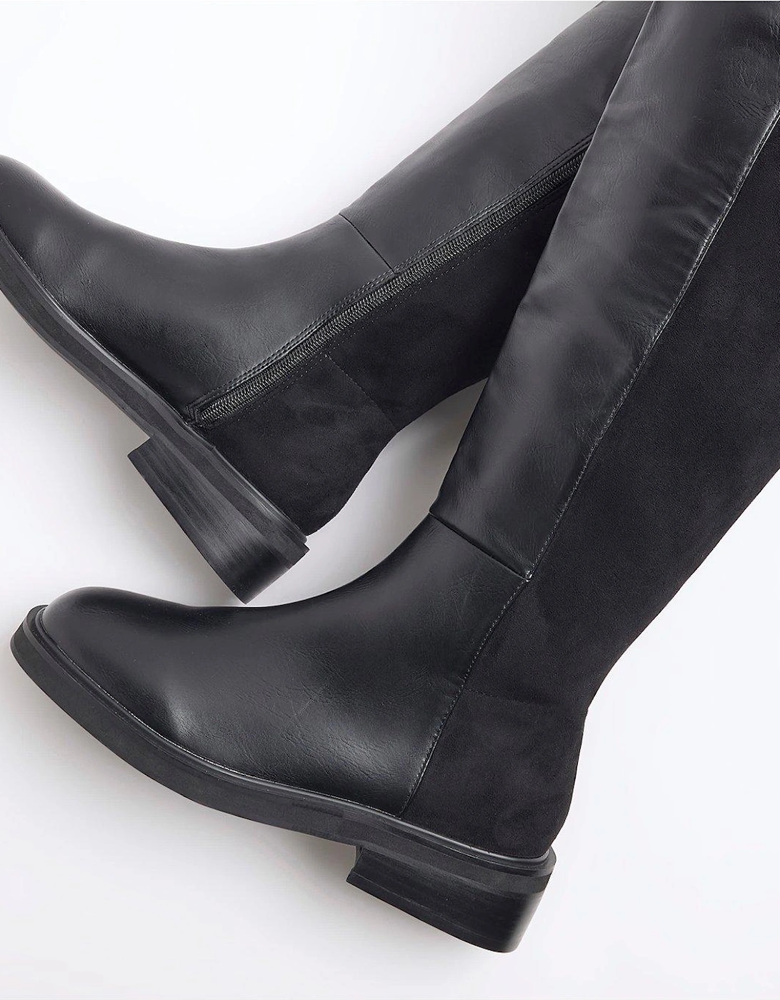 Flat High Leg Boot - Black