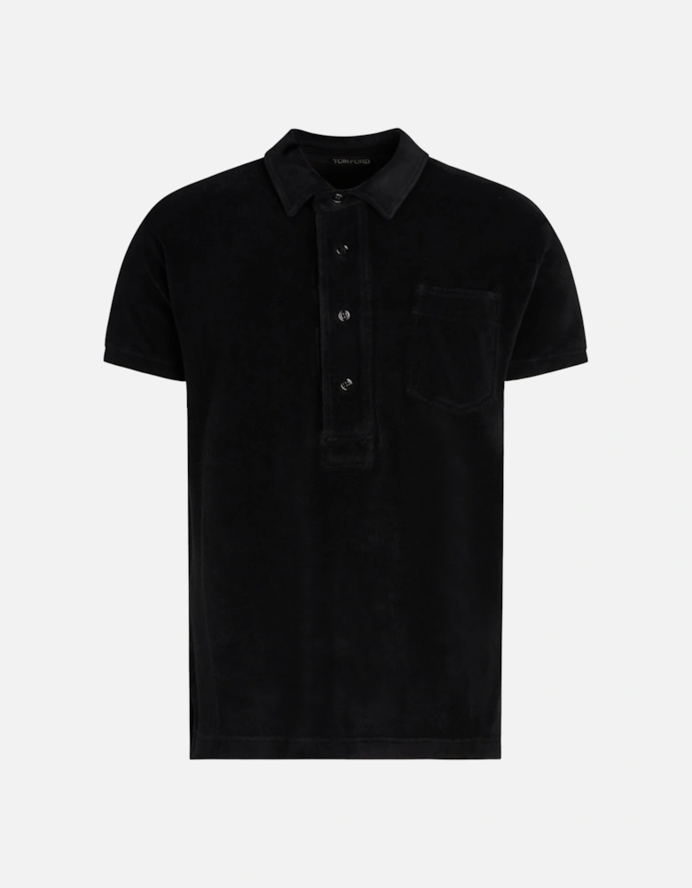 Luxury Towelling Polo Black