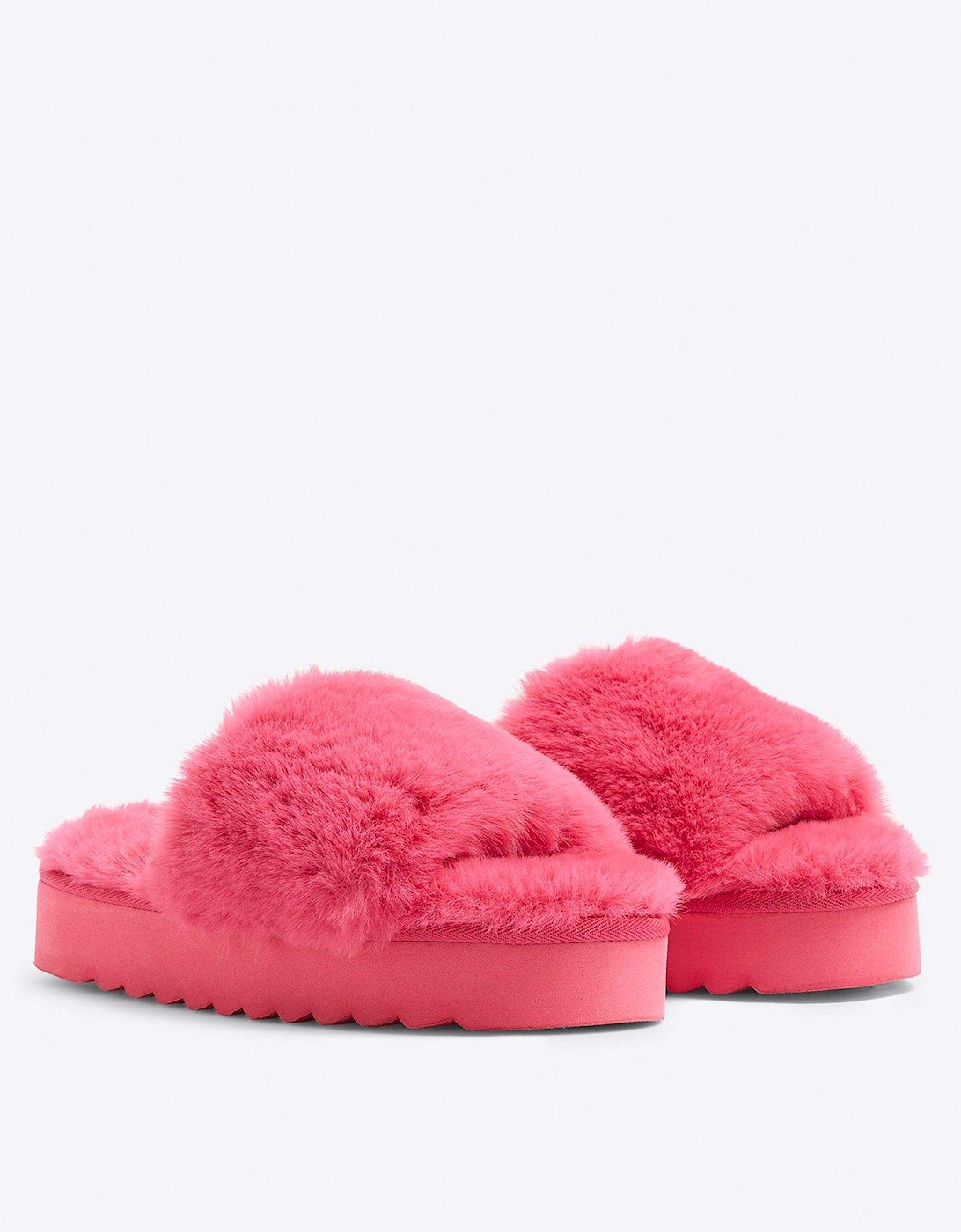 Open Toe Platform Slipper - Bright Pink