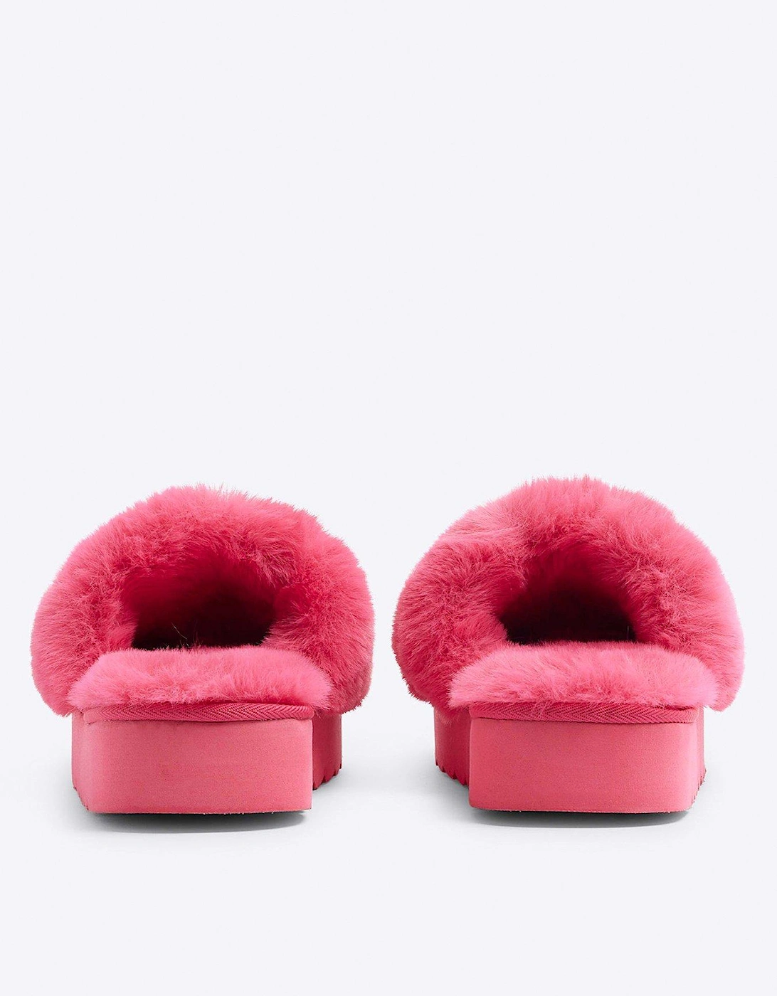 Open Toe Platform Slipper - Bright Pink