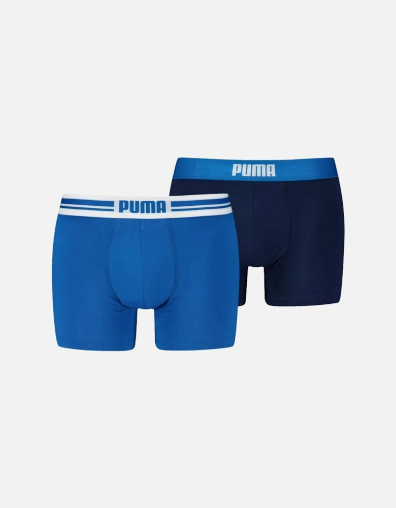 2-Pack Placed Logo Boxer Briefs, Blue/Navy