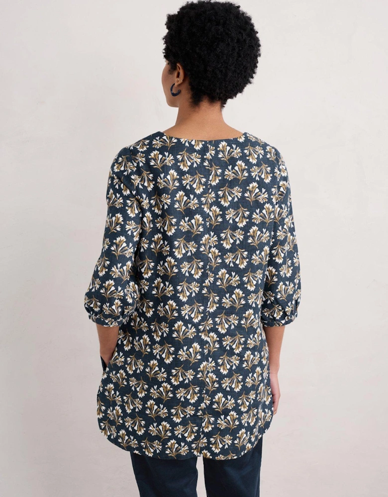 Floral Print Tunic - Navy