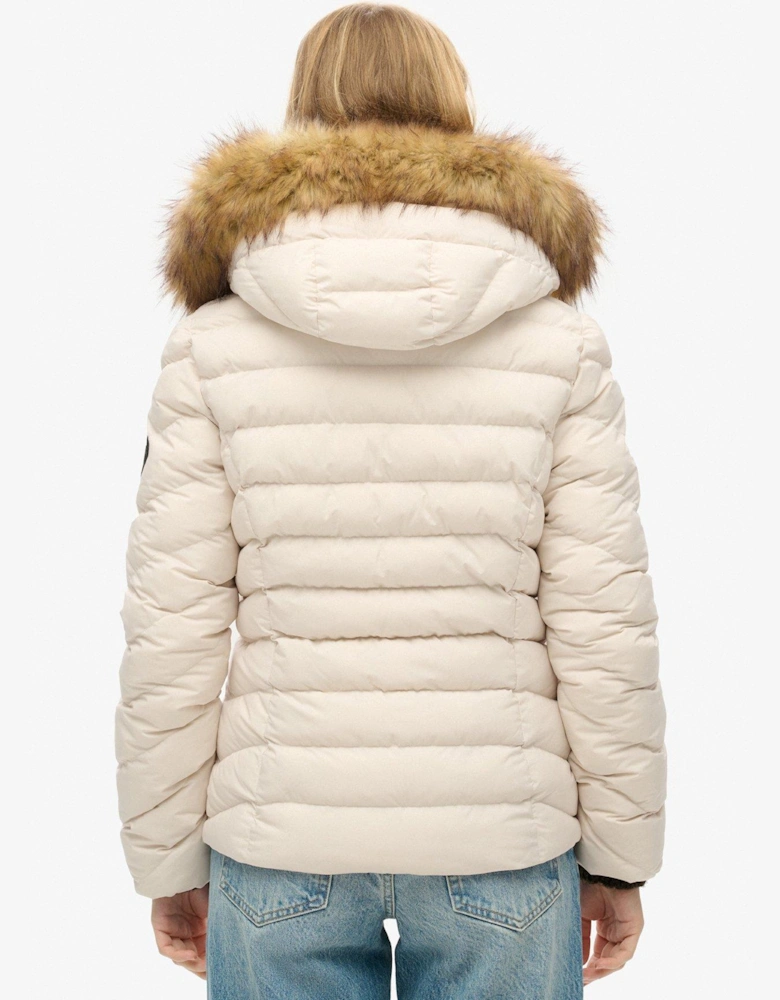 Fuji Faux Fur Hood Padded Jacket - Cream