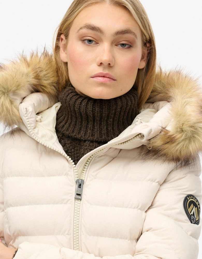 Fuji Faux Fur Hood Padded Jacket - Cream