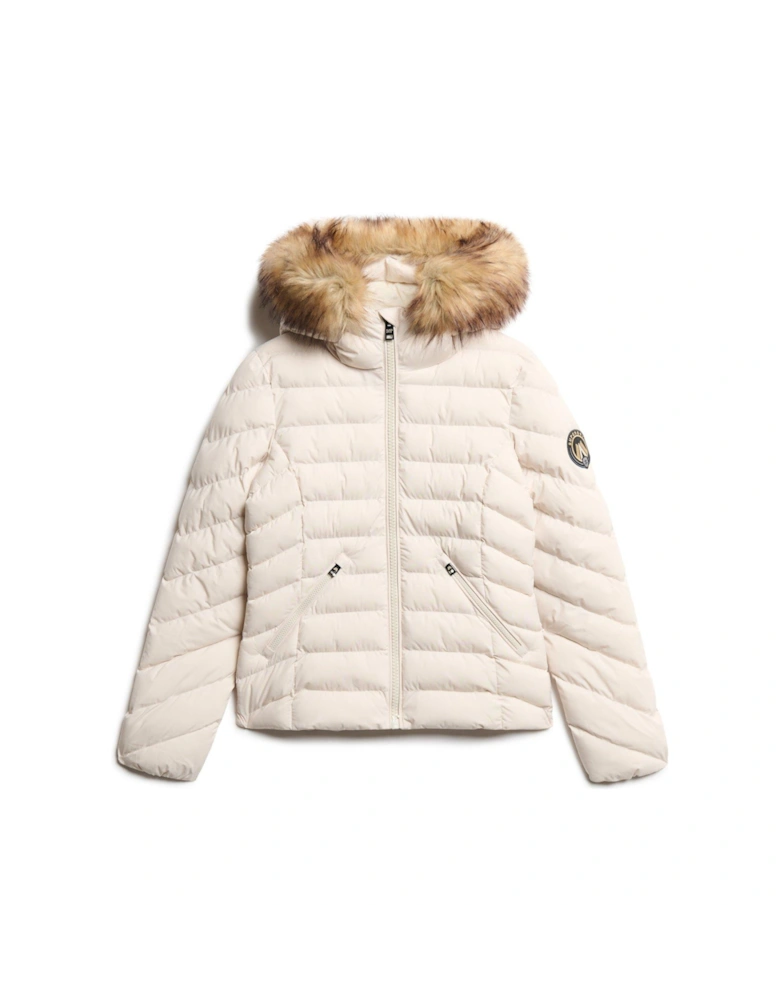 Fuji Faux Fur Hood Padded Jacket - Cream