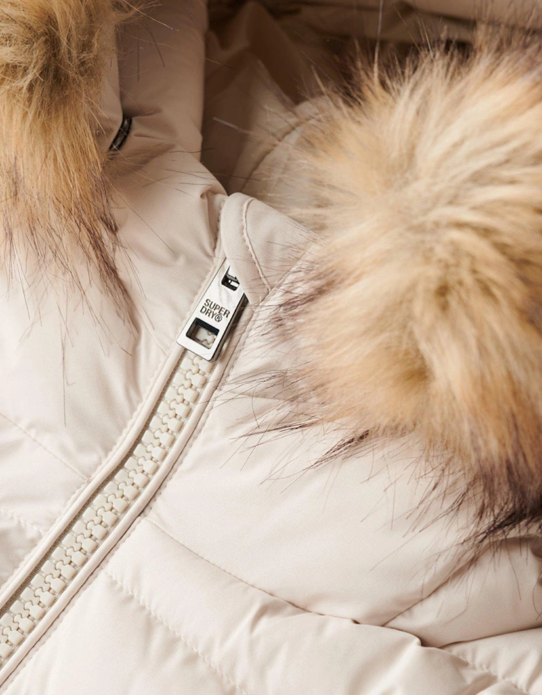 Fuji Faux Fur Hood Padded Jacket - Cream