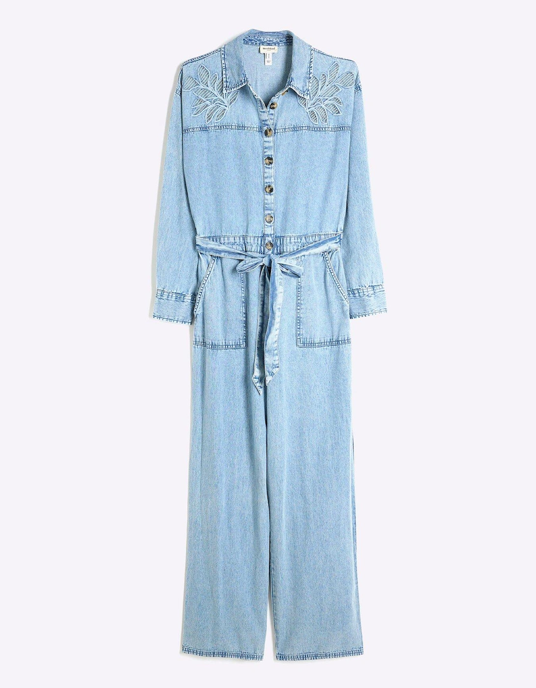 Cutwork Denim Boiler Suit - Blue