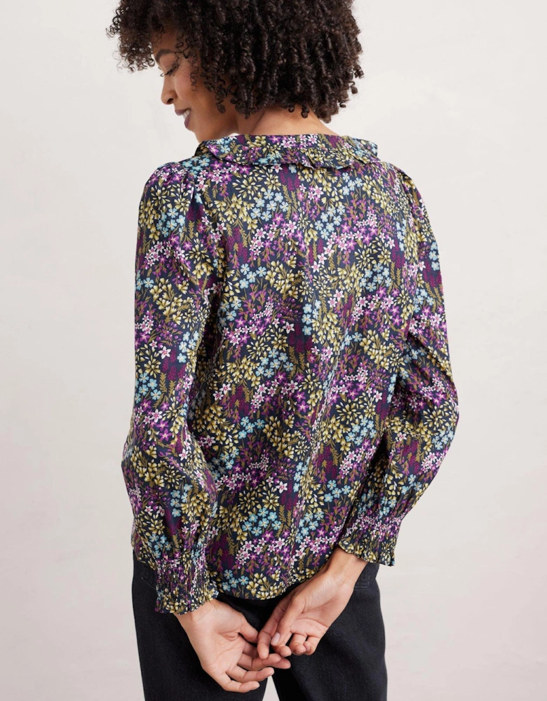 Pure Cotton Collared Top - Purple