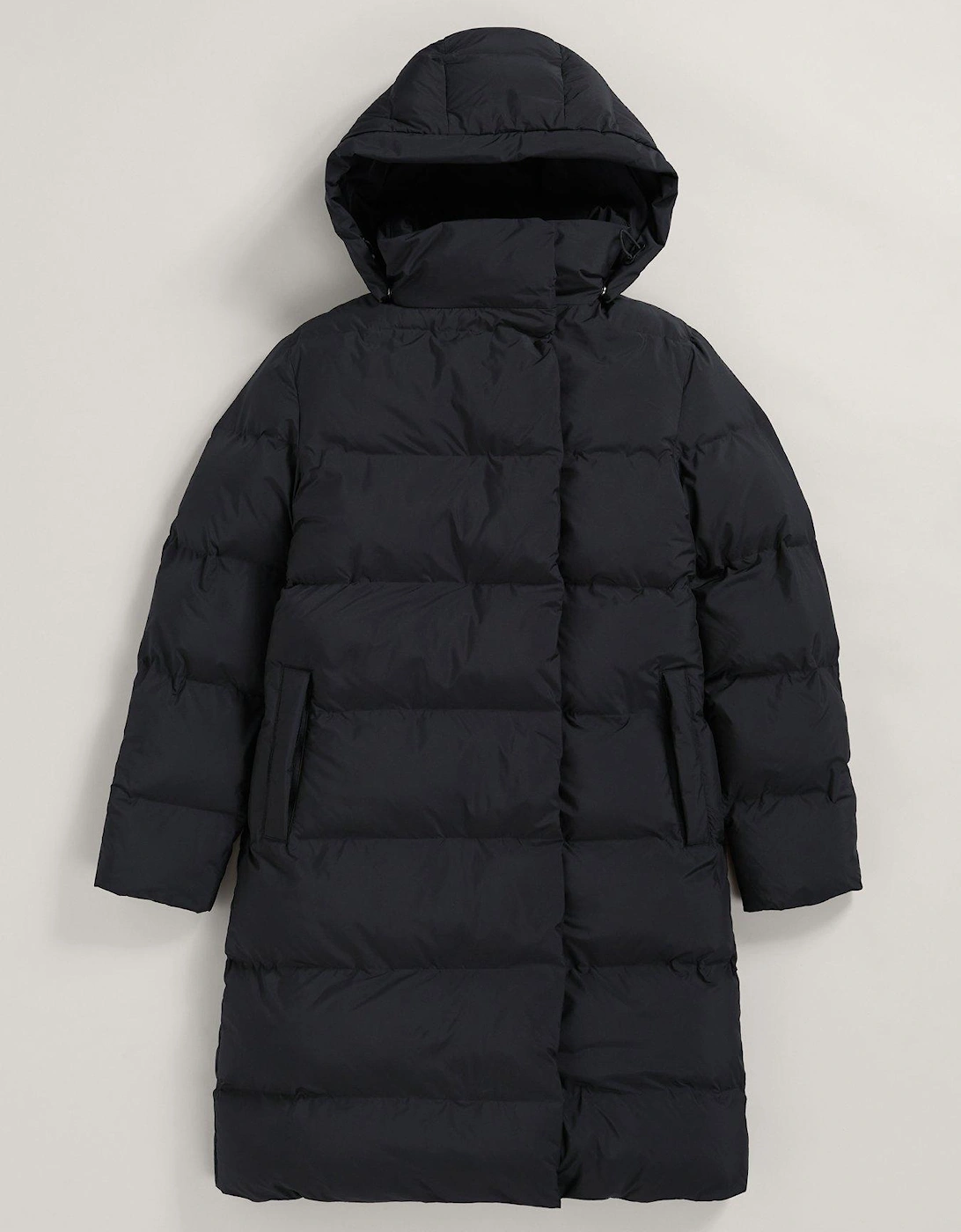 Hooded Longline Puffer Coat - Black