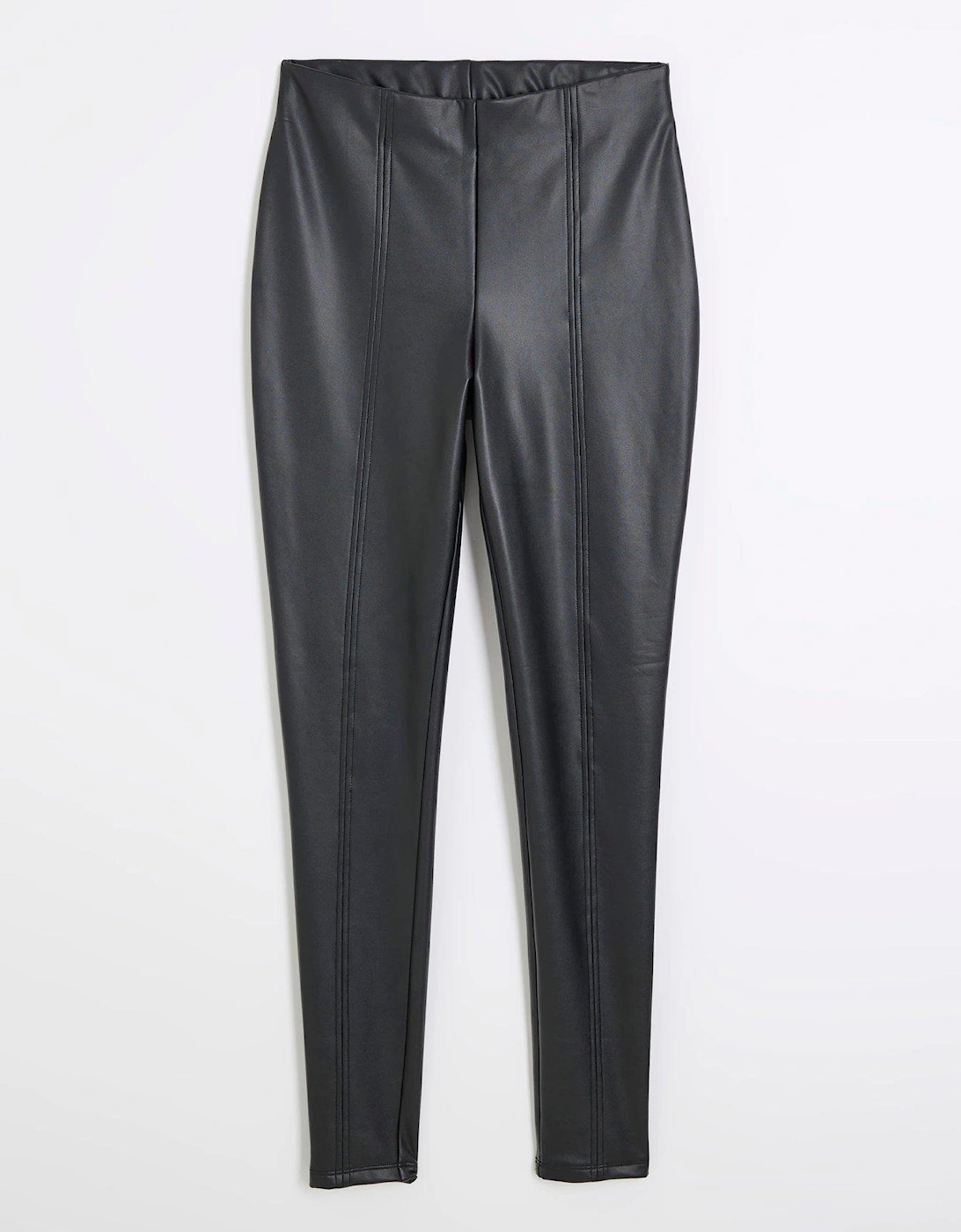 High Waist Faux Leather Leggings - Black
