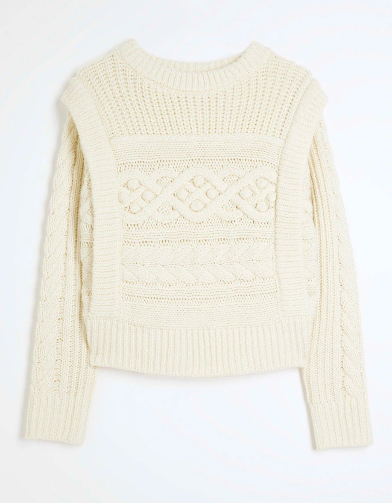 Cable Peak Shoulder Jumper - Cream