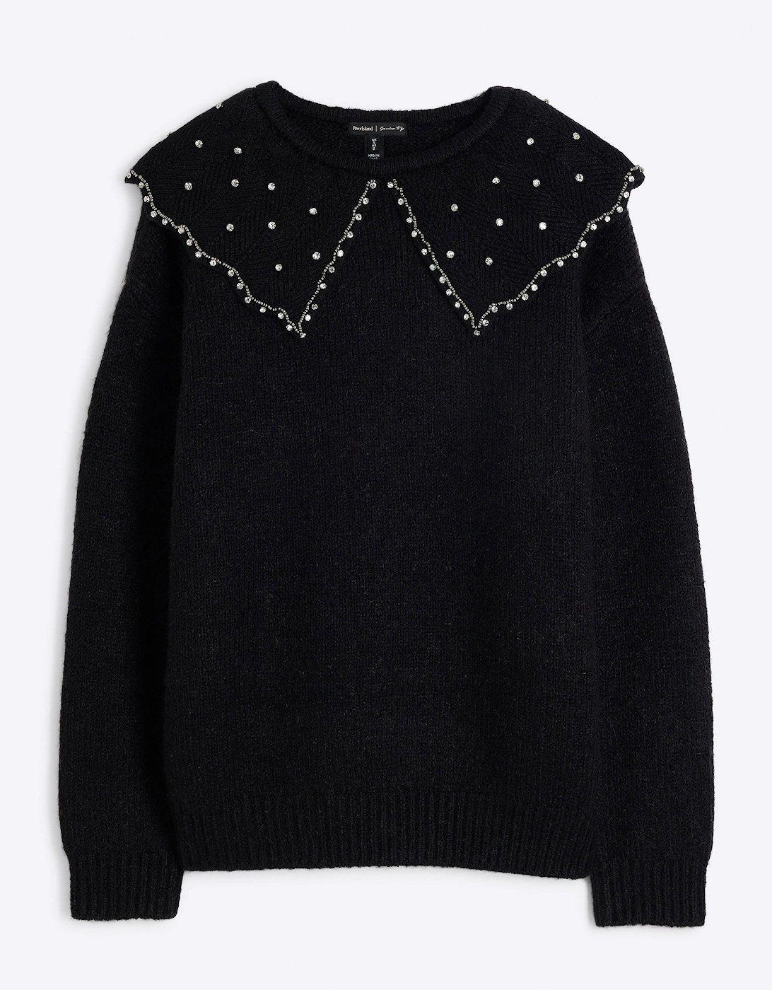 Ultimate Embellished Collar Jumper - Black