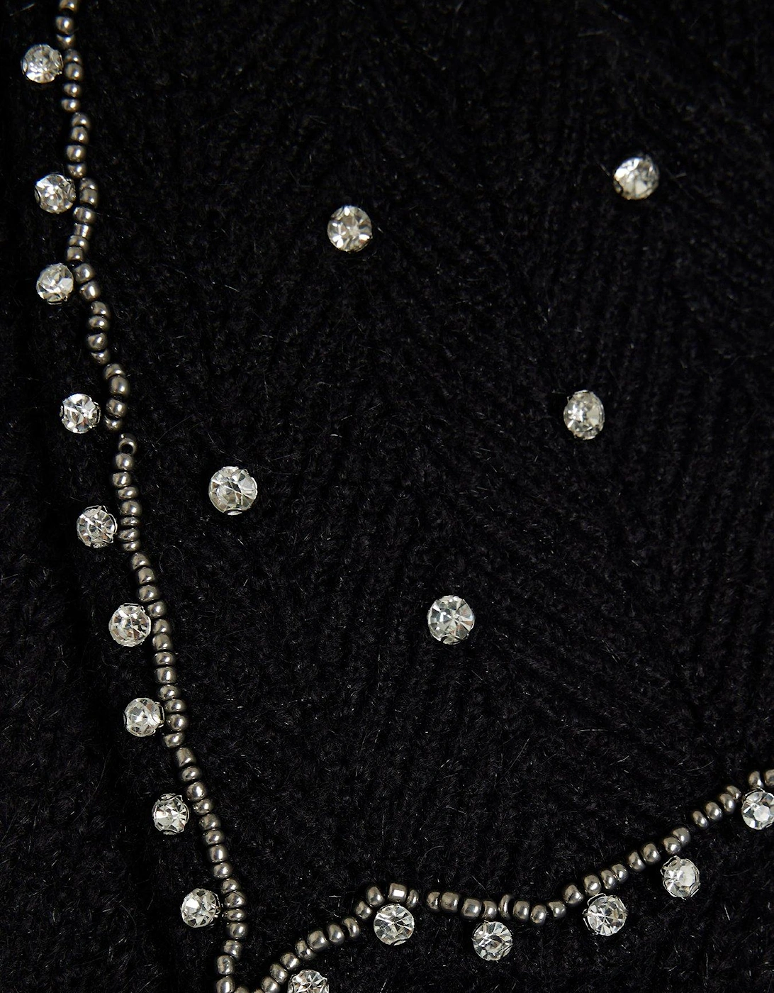 Ultimate Embellished Collar Jumper - Black