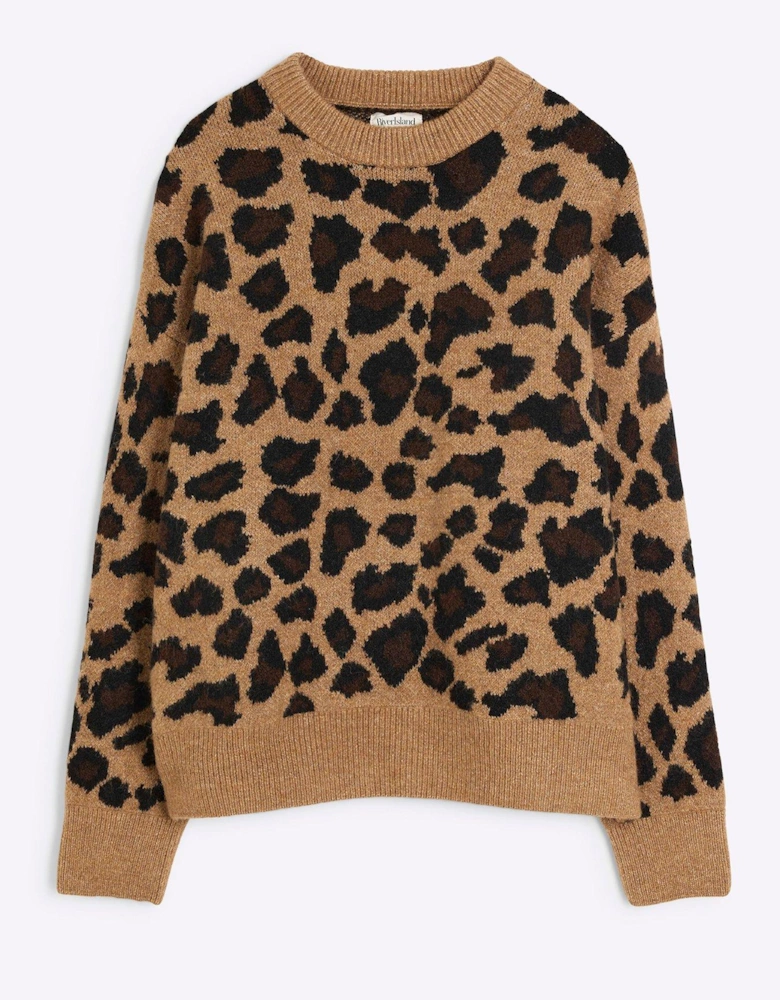 Leopard Print Jumper - Brown