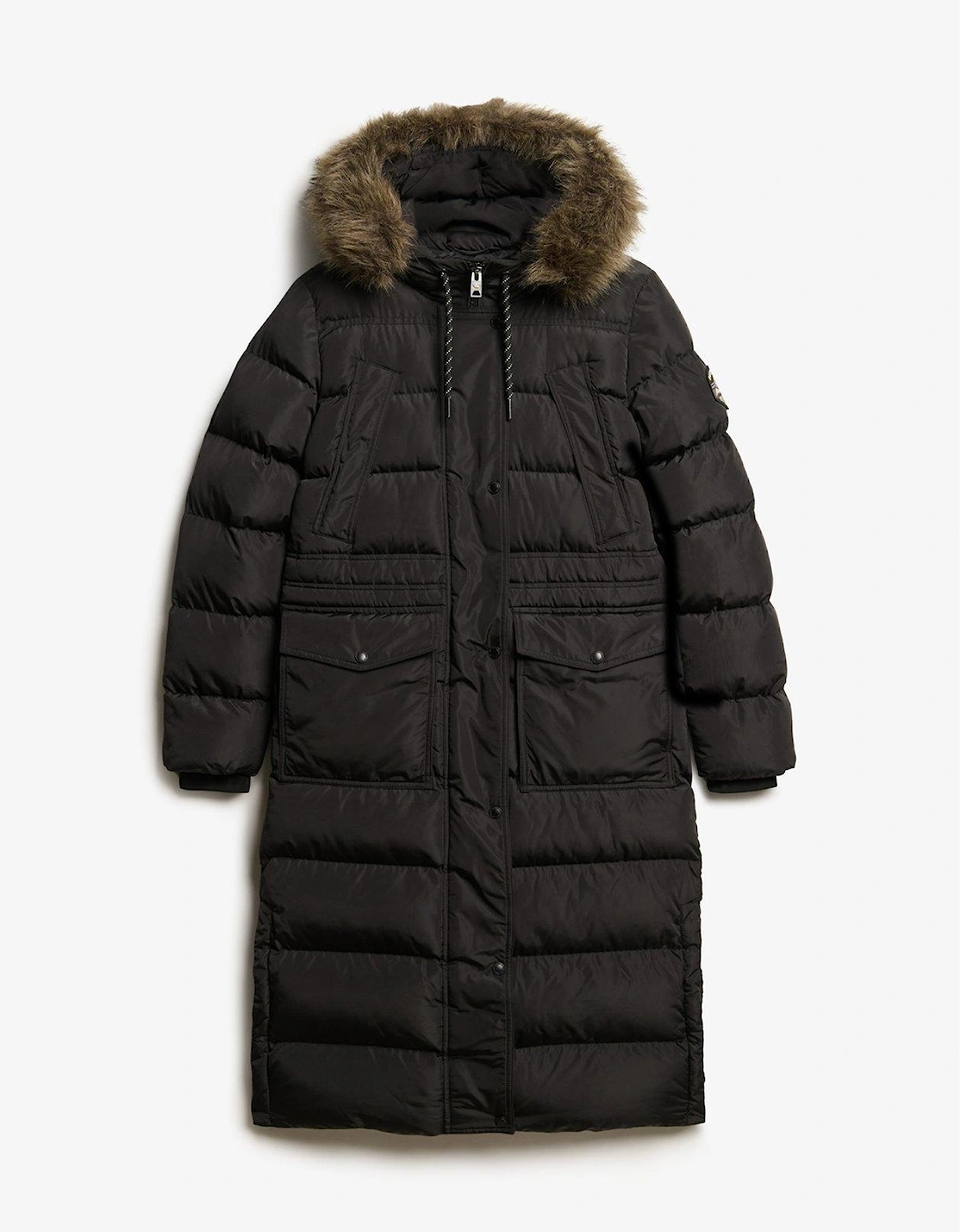 Everest Faux Fur Longline Jacket - Black