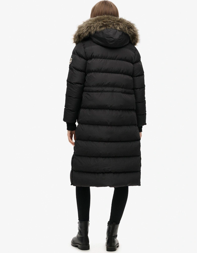 Everest Faux Fur Longline Jacket - Black