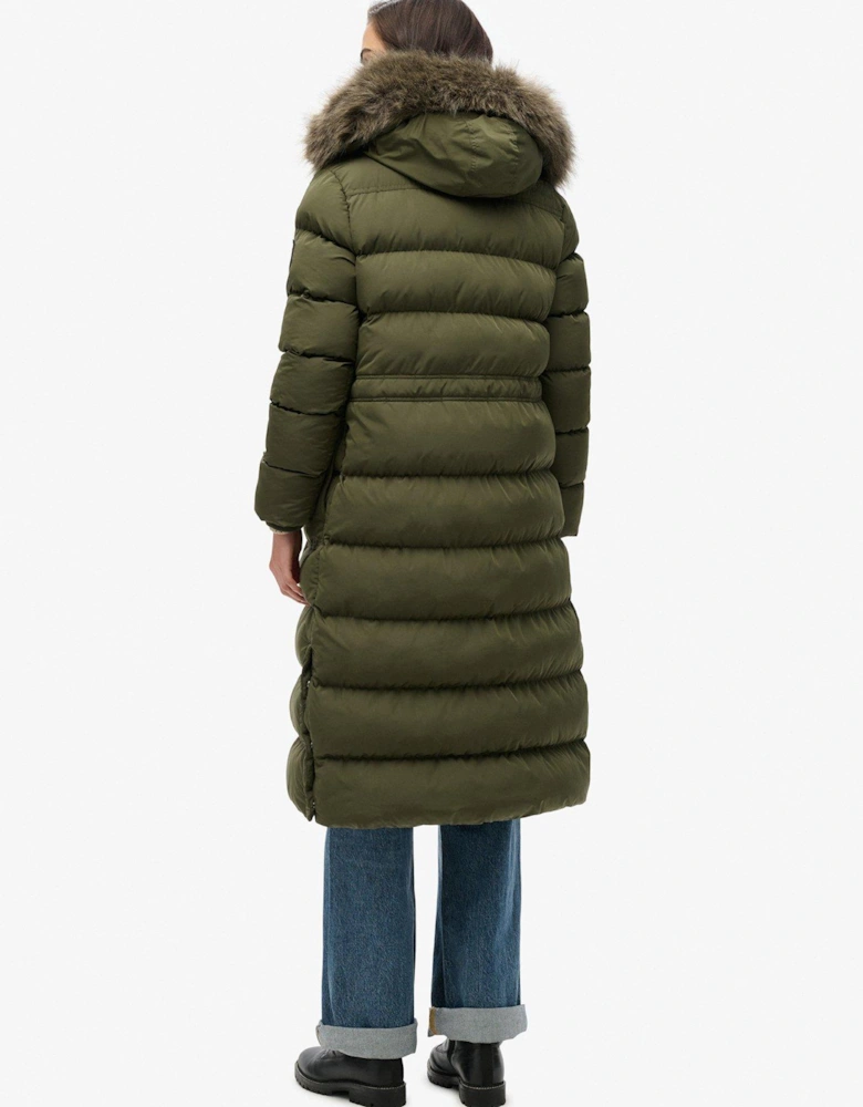 Everest Faux Fur Longline Jacket - Green