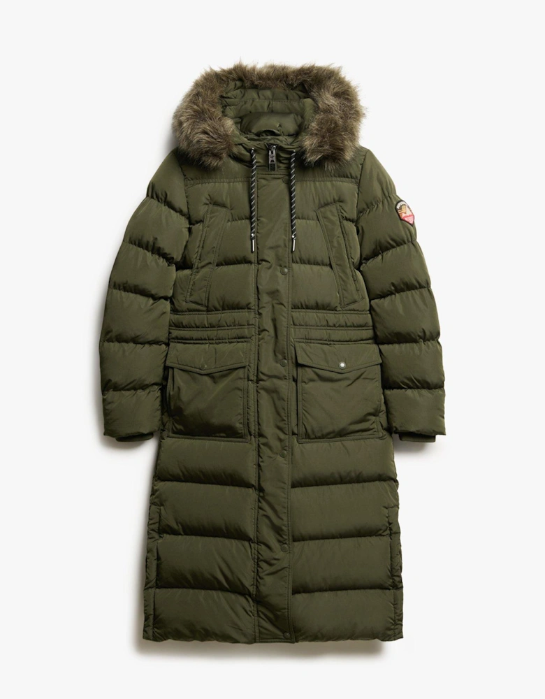 Everest Faux Fur Longline Jacket - Green