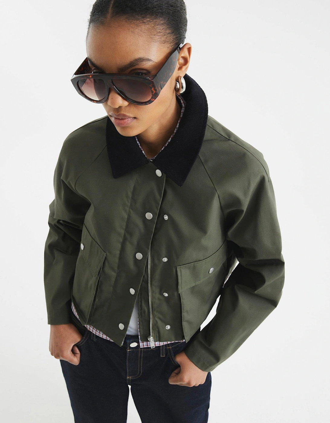 Waxed Collar Jacket - Dark Khaki