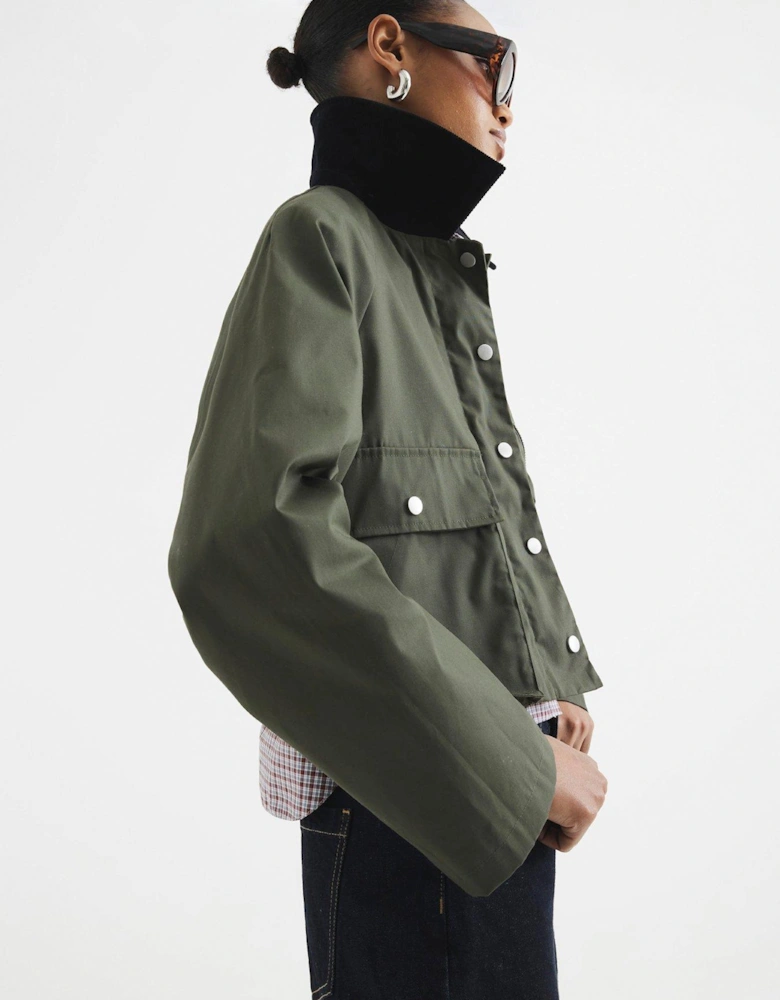 Waxed Collar Jacket - Dark Khaki