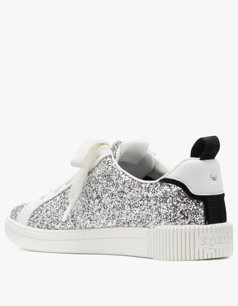 Signature Lace Up Sneaker Glitter - Silver