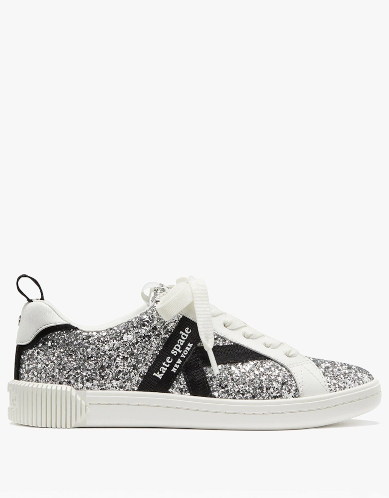 Signature Lace Up Sneaker Glitter - Silver