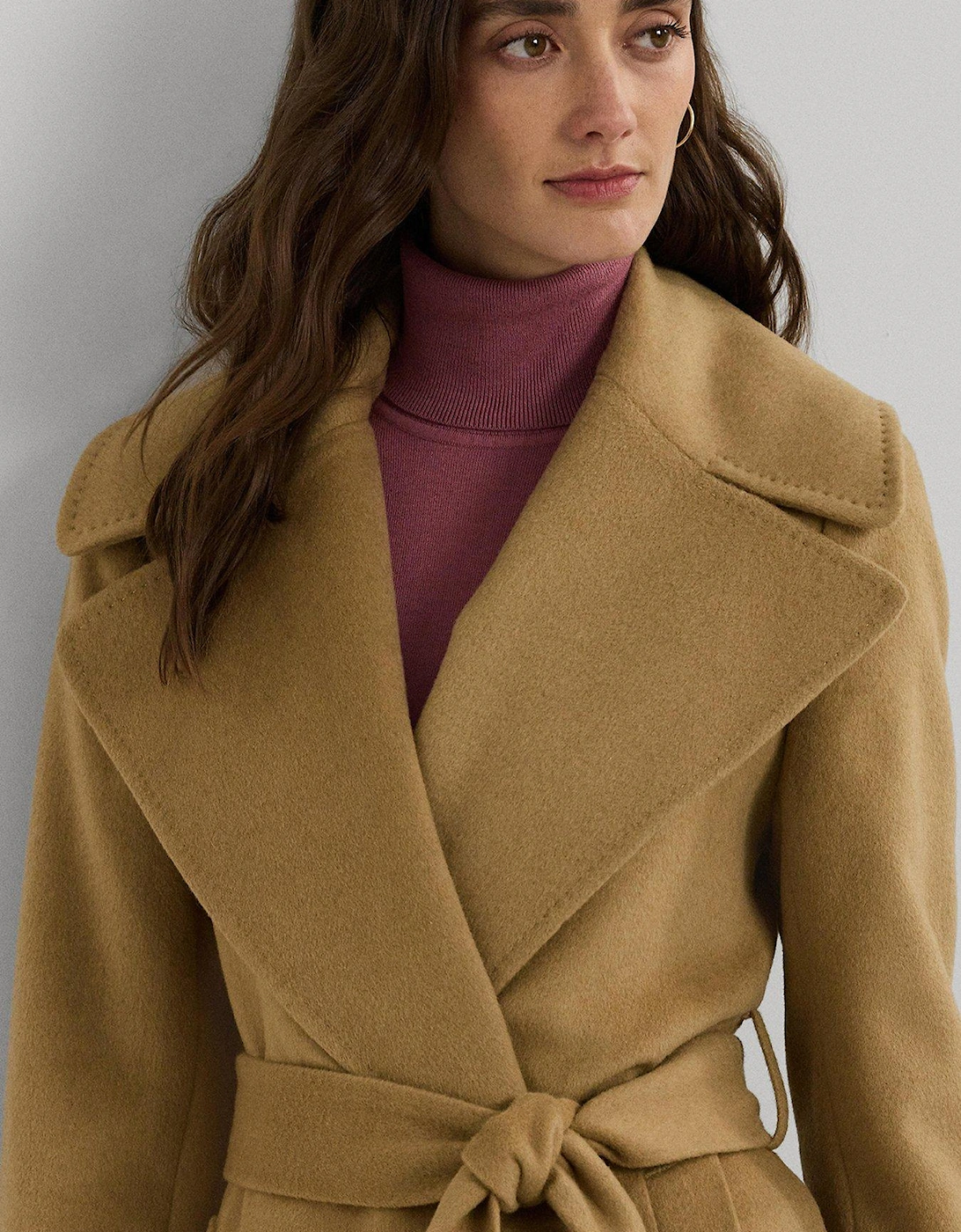 Wool Wrap Coat - Brown