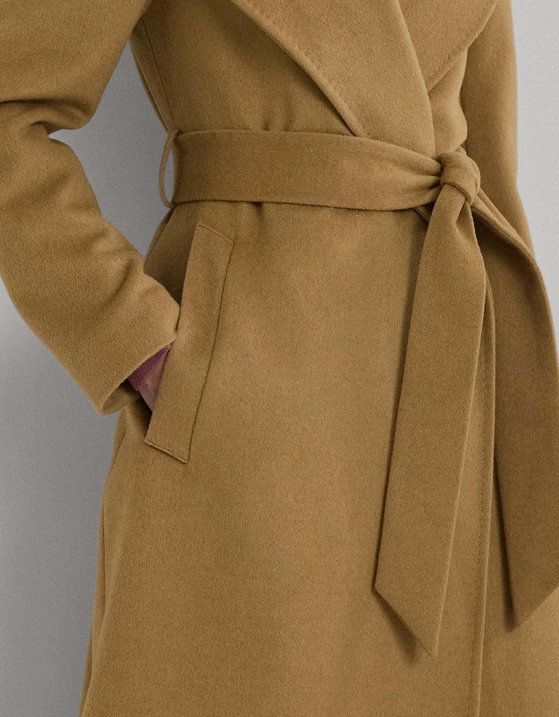 Wool Wrap Coat - Brown