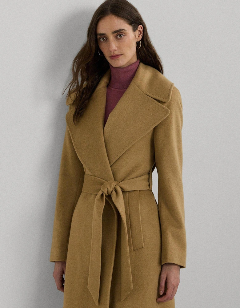 Wool Wrap Coat - Brown